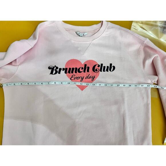 Wildfox Graphic Crewneck “Brunch Club Everyday” Pink Sweatshirt Size M NWT - Picture 5 of 6